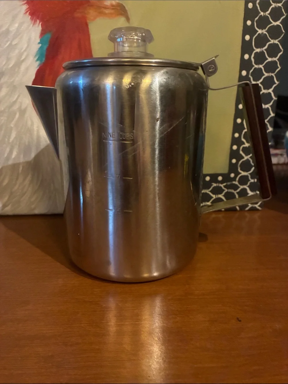 Coffee Percolator Stainless Steel Stovetop wooden handle